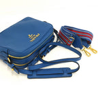 Prada Witteno Dino Azuro Shoulder Bag Leather Blue — view 6