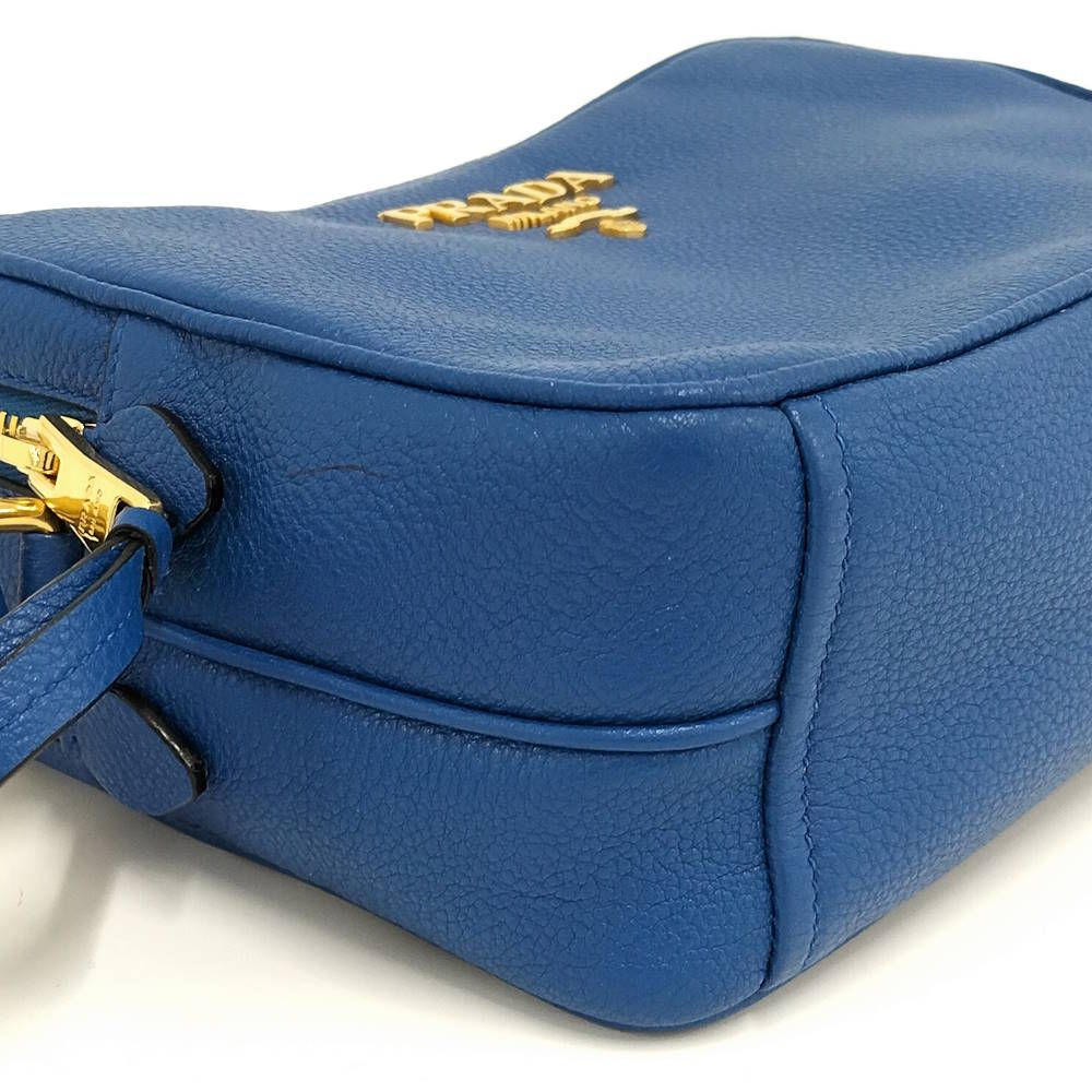 Prada Witteno Dino Azuro Shoulder Bag Leather Blue — view 4