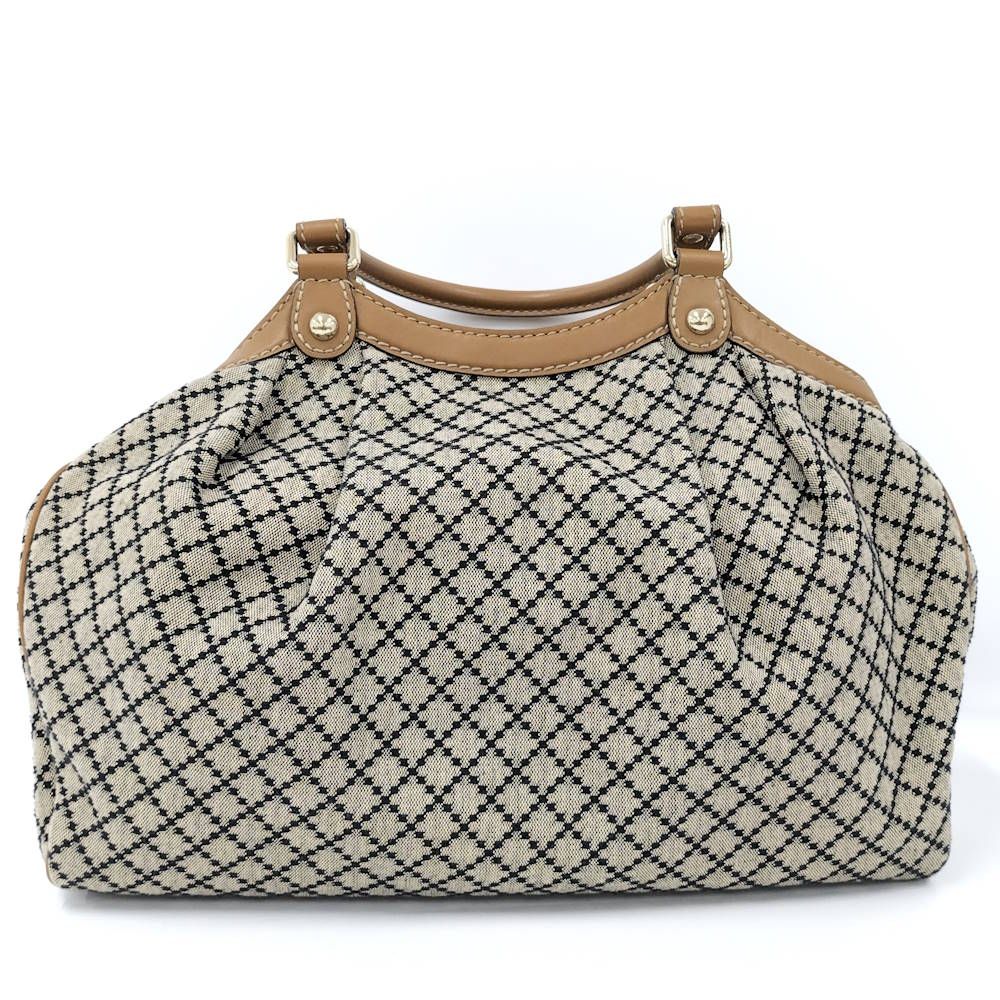 Gucci Handbag Diamante Canvas Leather Brown — view 2