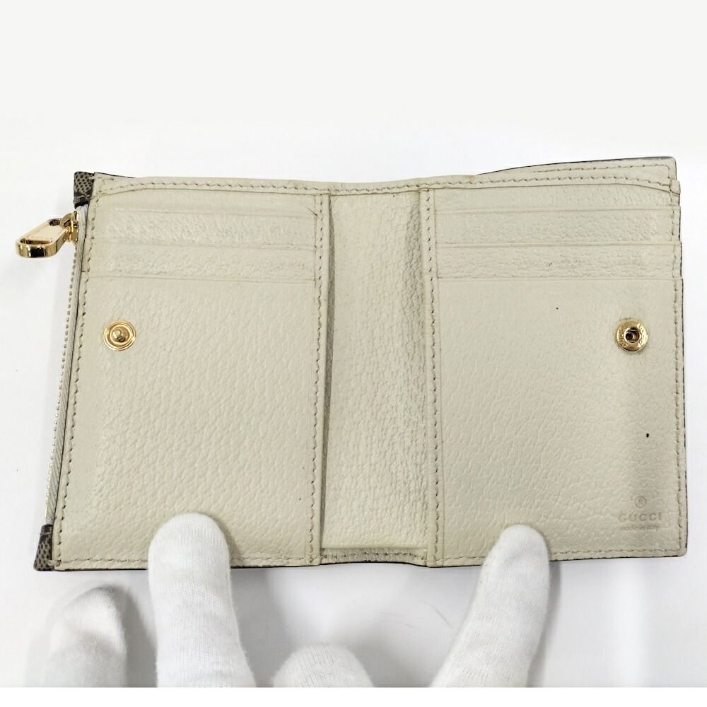Gucci Compact Wallet Coating Animal Print Beige — view 2