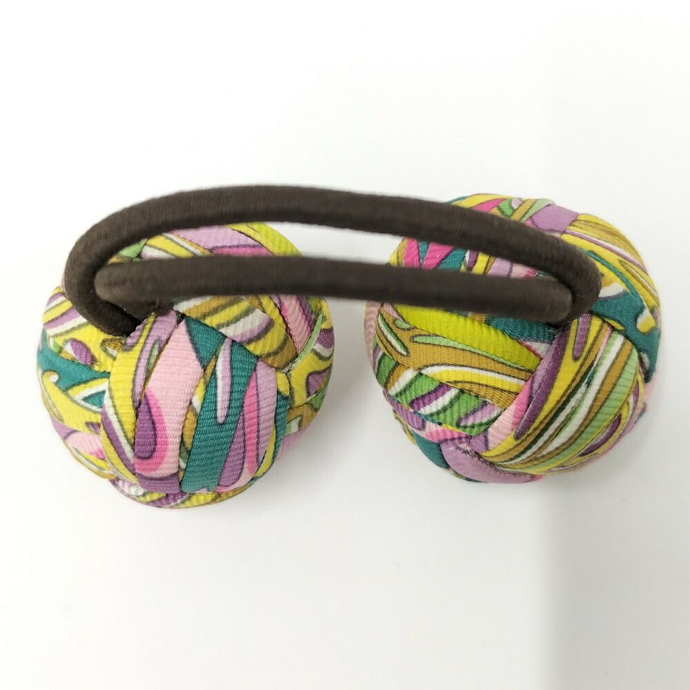 Hermes Hair Tie Scrunchie Pom Cloth Multicolor — view 4