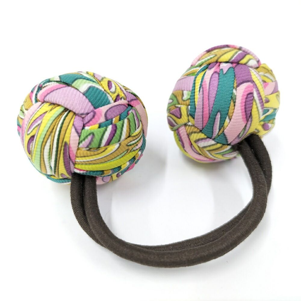Hermes Hair Tie Scrunchie Pom Cloth Multicolor — view 3