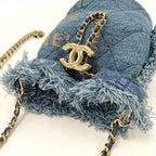 Chanel Chain Shoulder Bag Denim Blue Multicolor — view 5