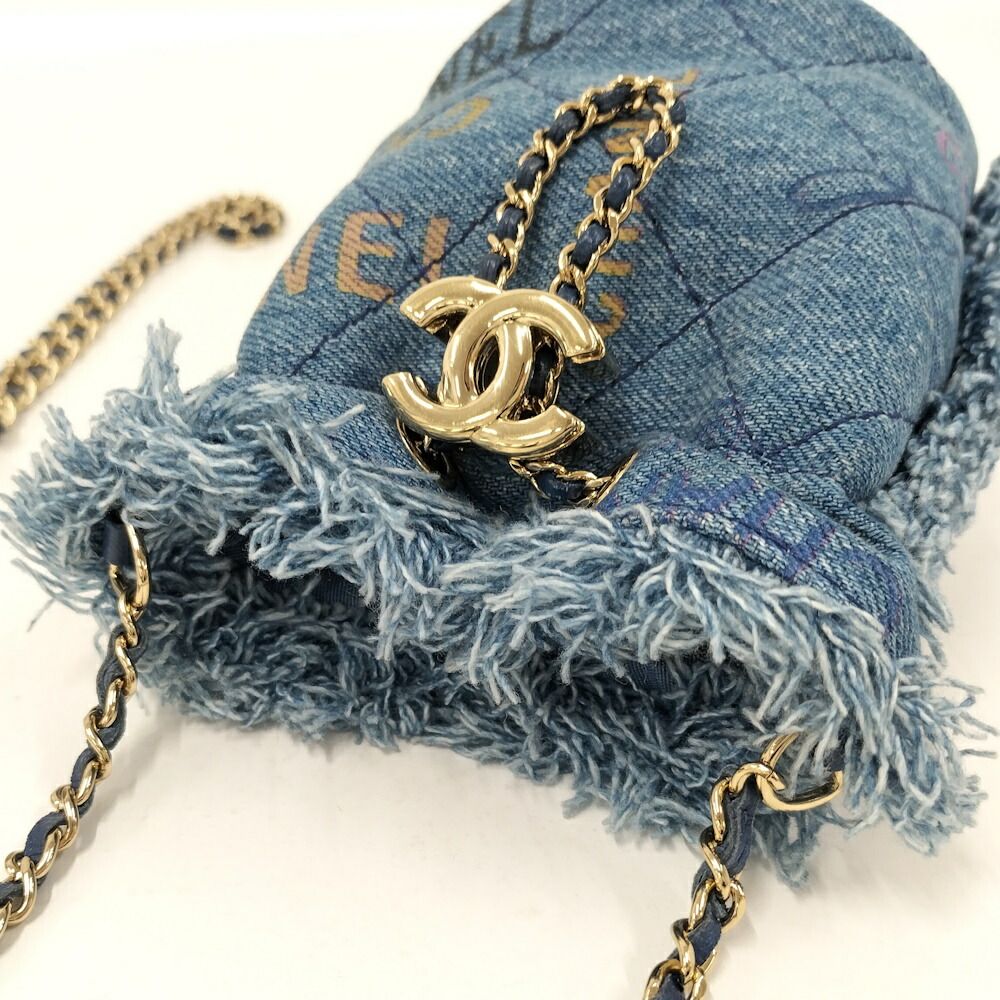 Chanel Chain Shoulder Bag Denim Blue Multicolor — view 5