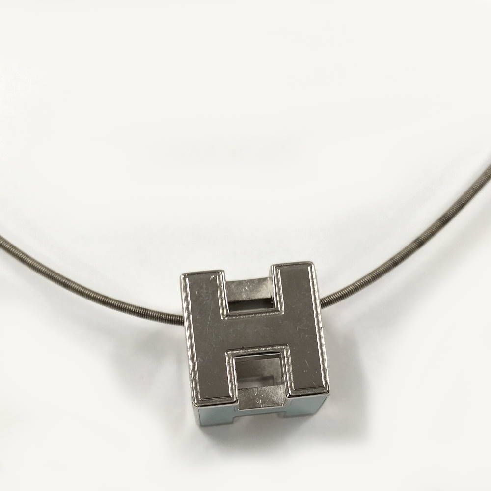 Hermes Cage Ash Cube Necklace Plated Silver — view 2