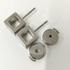 Hermes Cage Ash Cube Earrings H Logo Blue Silver Plated — view 3