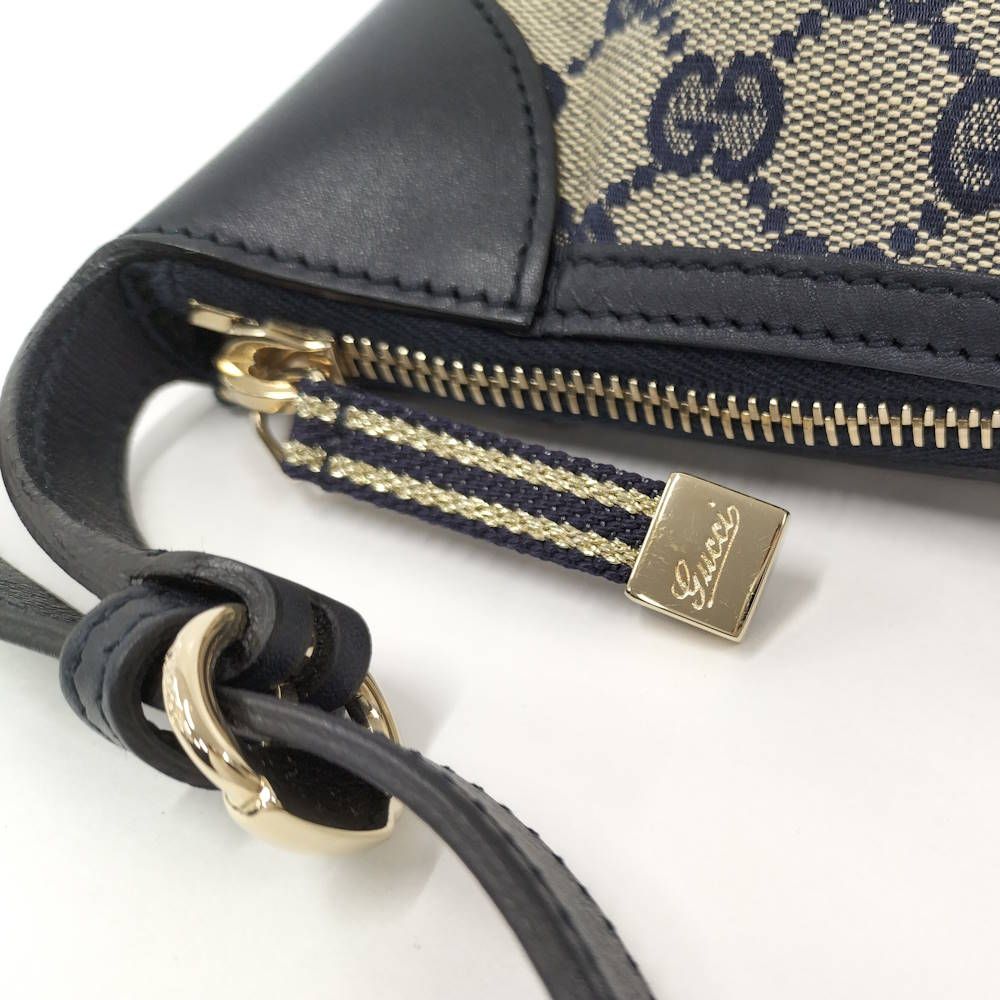 Gucci Pouch GG Canvas Leather Navy — view 7