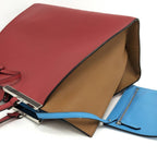 Fendi Troisages Handbag Leather Red Brown — view 3