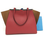 Fendi Troisages Handbag Leather Red Brown — view 2