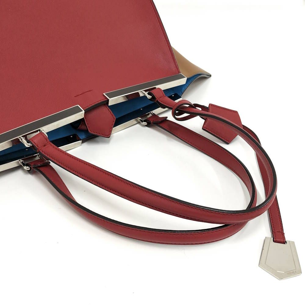 Fendi Troisages Handbag Leather Red Brown — view 6