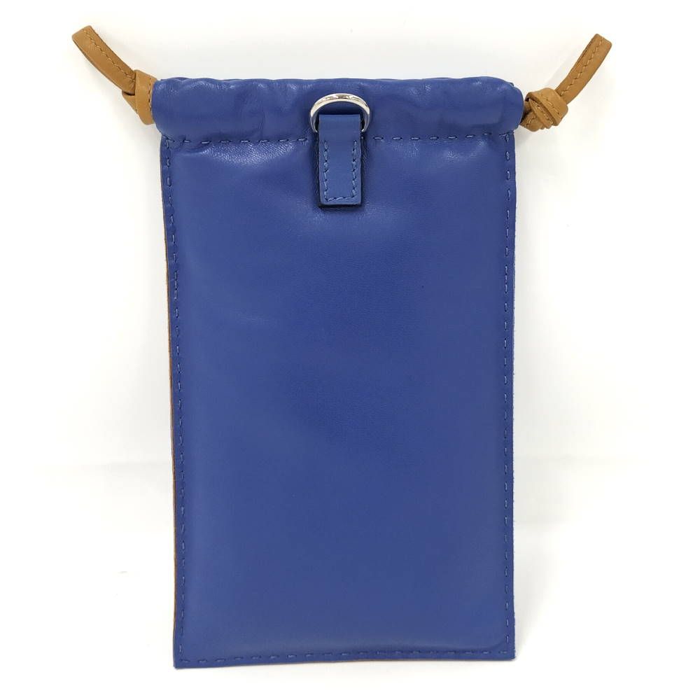 Hermes Pillow Case Pouch Leather Blue — view 2