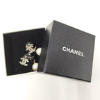 Chanel CC Logo Rhinestone Earrings Plated Silver — view 9