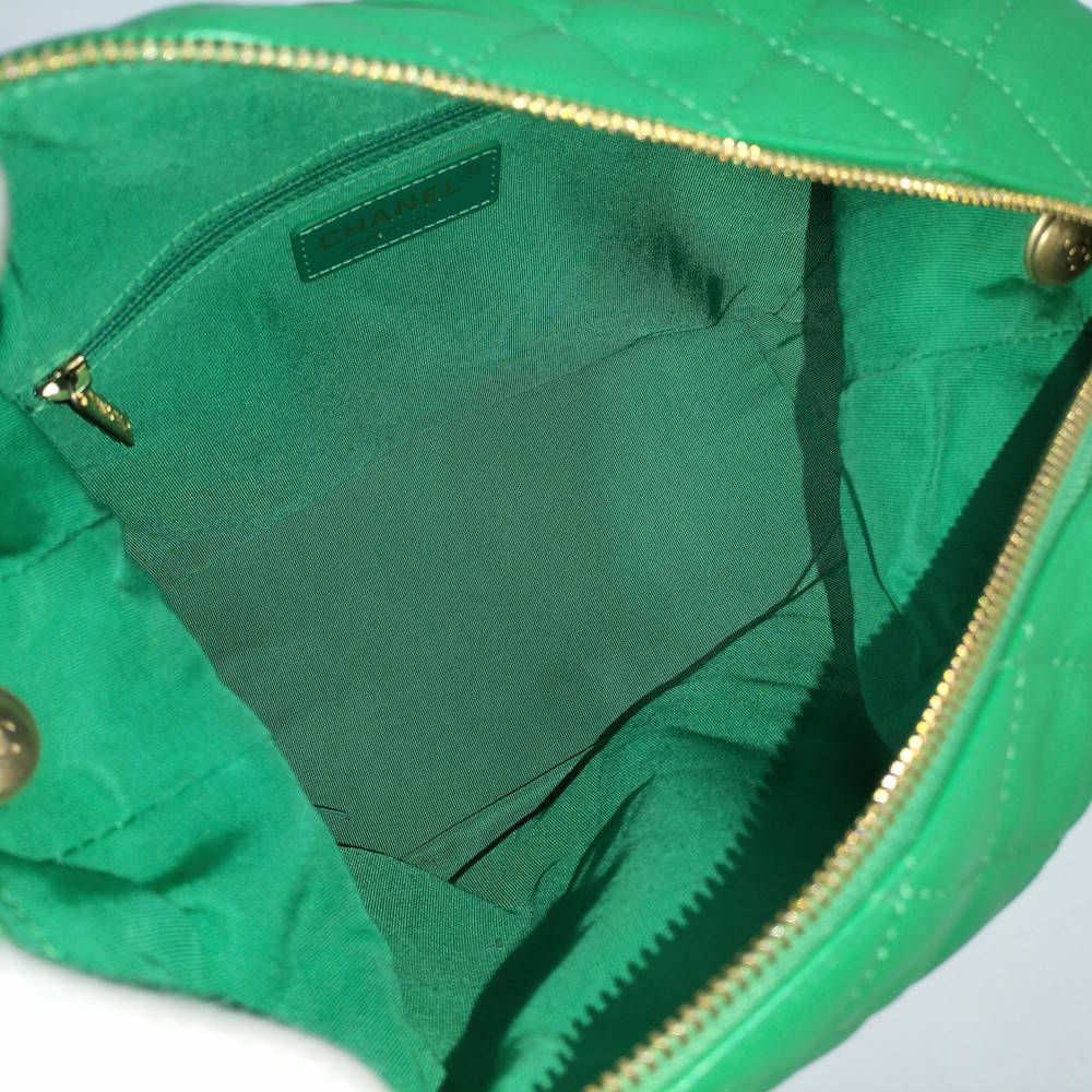 Chanel Hobo 2-Way Shoulder Bag Quilted Lambskin Leather Green — view 9