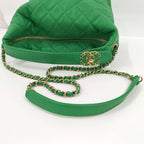 Chanel Hobo 2-Way Shoulder Bag Quilted Lambskin Leather Green — view 4