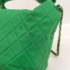 Chanel Hobo 2-Way Shoulder Bag Quilted Lambskin Leather Green — view 6
