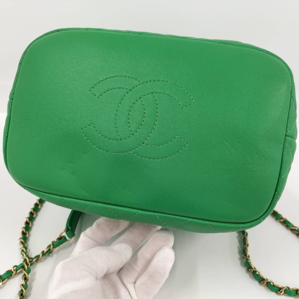 Chanel Hobo 2-Way Shoulder Bag Quilted Lambskin Leather Green — view 7