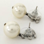 Chanel Earrings CC Logo Pearl Plated Silver — view 4