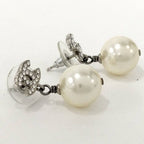 Chanel Earrings CC Logo Pearl Plated Silver — view 3