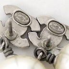 Chanel Earrings CC Logo Pearl Plated Silver — view 9