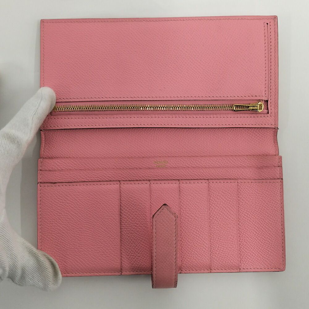 Hermes Bearn Souffle Wallet Pink Leather — view 2