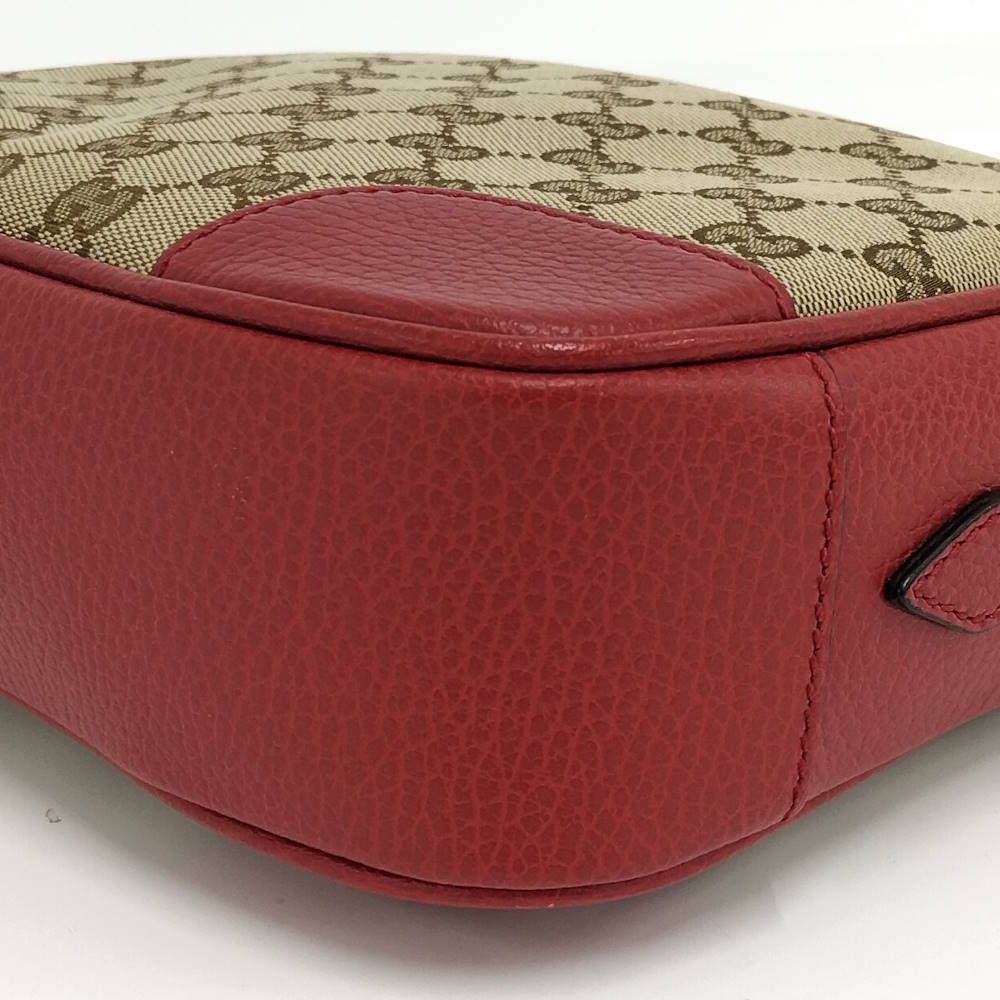 Gucci Shoulder Bag GG Canvas Leather Red Beige — view 5