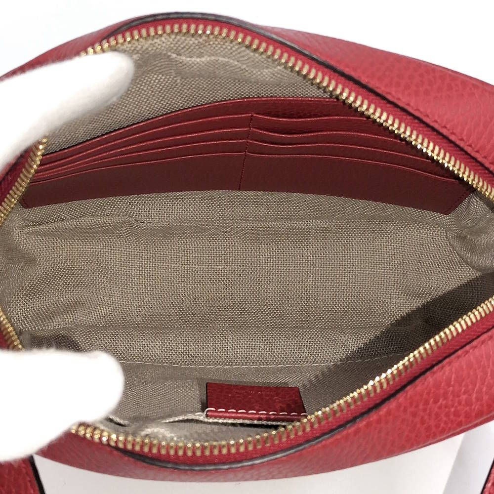 Gucci Shoulder Bag GG Canvas Leather Red Beige — view 8