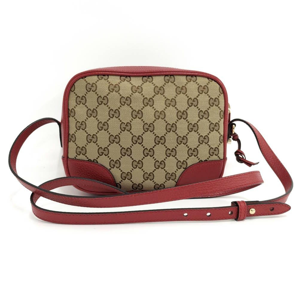 Gucci Shoulder Bag GG Canvas Leather Red Beige — view 2