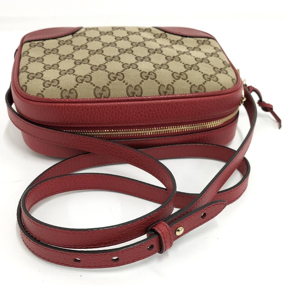 Gucci Shoulder Bag GG Canvas Leather Red Beige — view 6