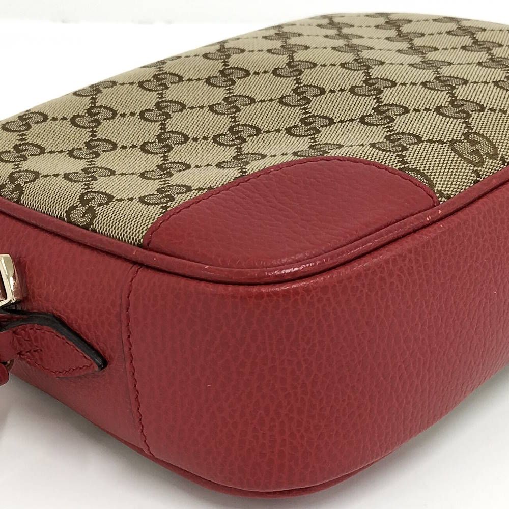 Gucci Shoulder Bag GG Canvas Leather Red Beige — view 4