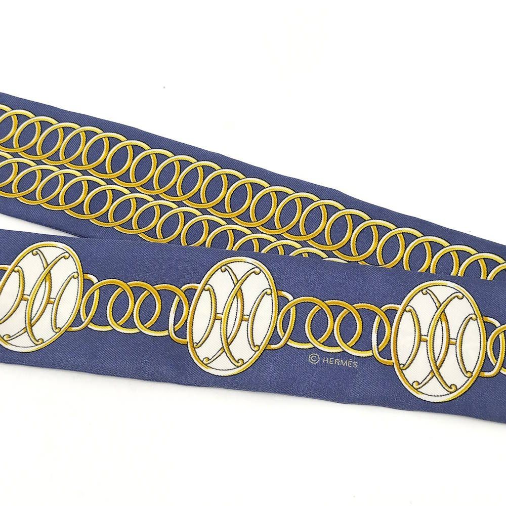 Hermes Twill Scarf Lift Profile Silk Multicolor Blue — view 4