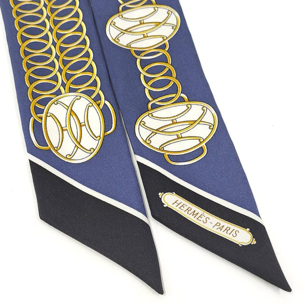 Hermes Twill Scarf Lift Profile Silk Multicolor Blue — view 2