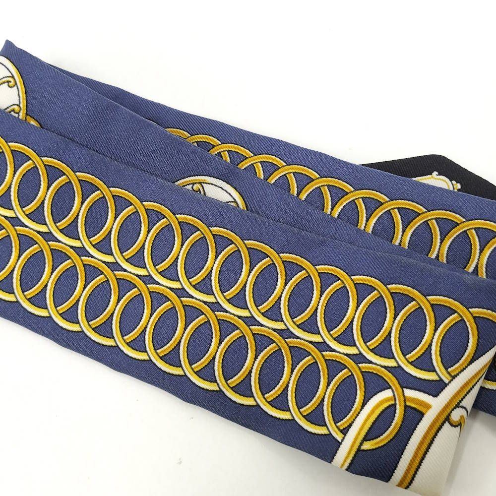 Hermes Twill Scarf Lift Profile Silk Multicolor Blue — view 7