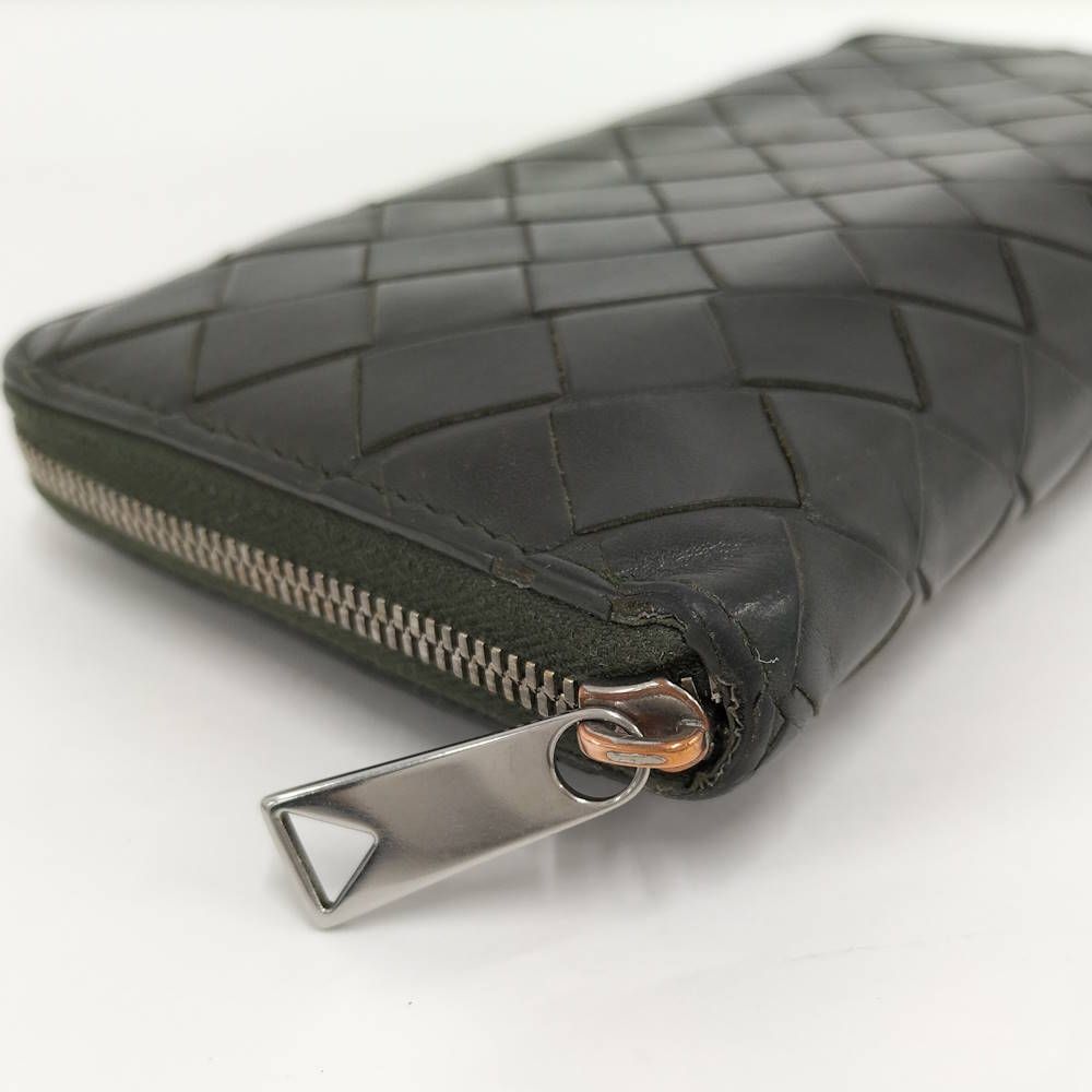 Bottega Veneta Zip Around Wallet Intrecciato Leather Khaki — view 4