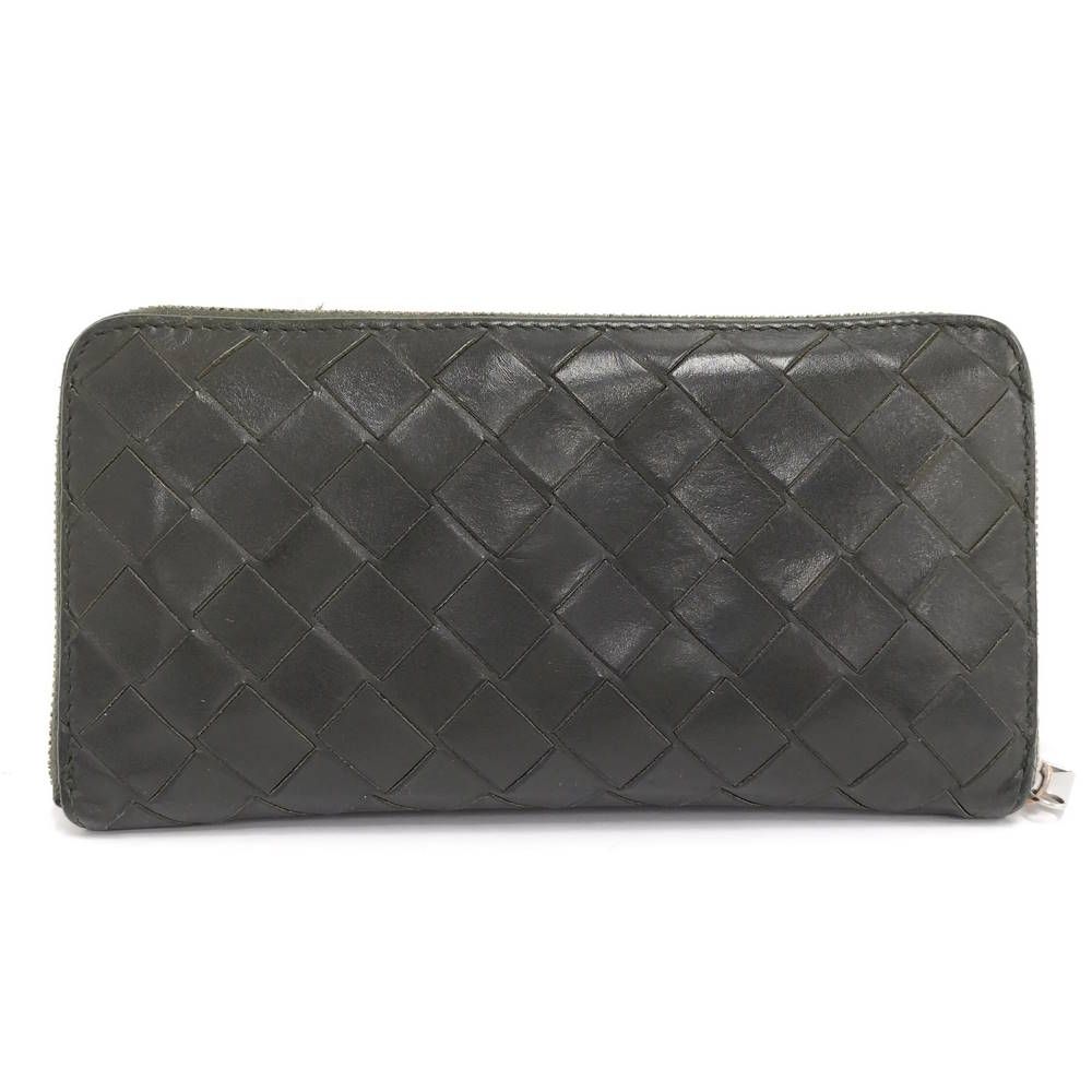 Bottega Veneta Zip Around Wallet Intrecciato Leather Khaki — view 3