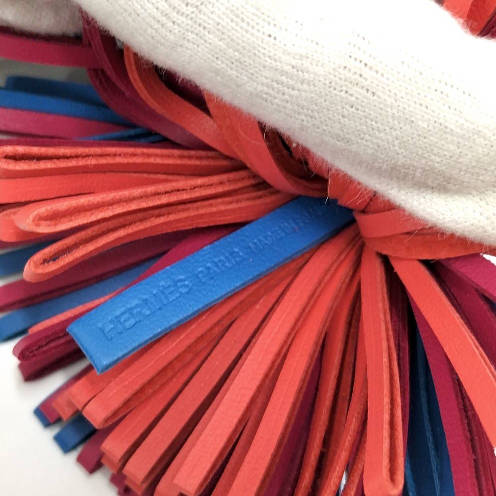 Hermes Bag Charm Carmen Tricolor Leather Blue — view 9