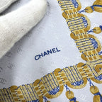 Chanel Scarf Fringe Pattern Silk Gray — view 9