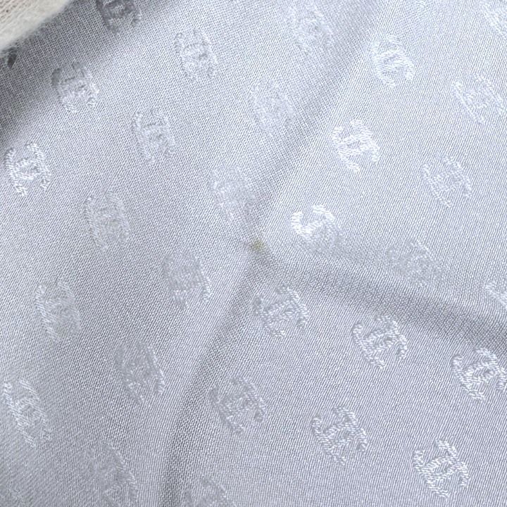 Chanel Scarf Fringe Pattern Silk Gray — view 3
