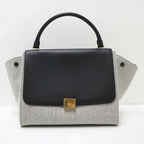 Celine Trapeze Handbag Leather Felt Black Gray Gold — view 2