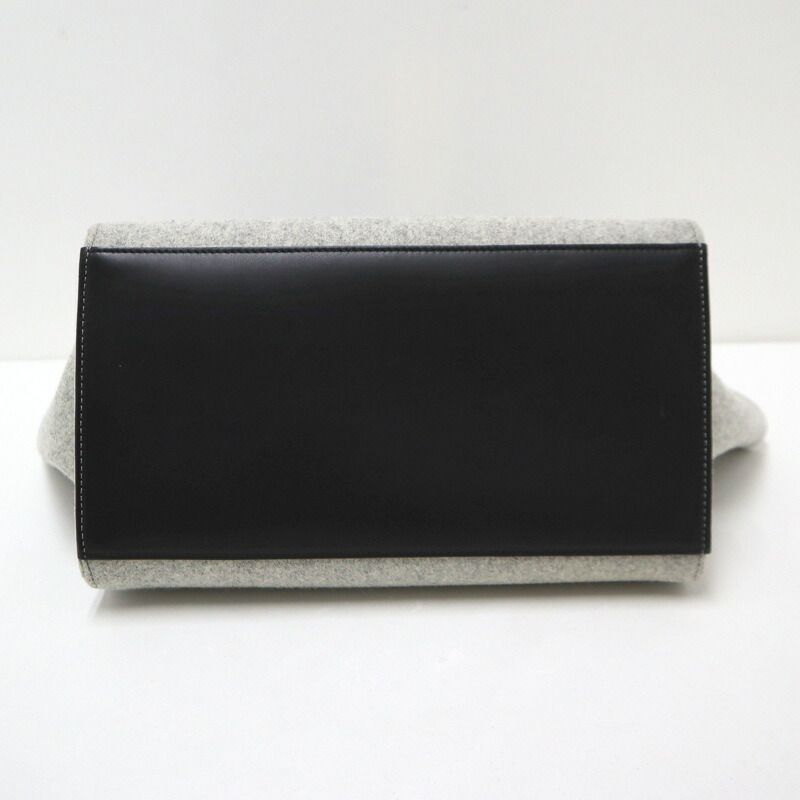 Celine Trapeze Handbag Leather Felt Black Gray Gold — view 5