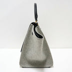 Celine Trapeze Handbag Leather Felt Black Gray Gold — view 4