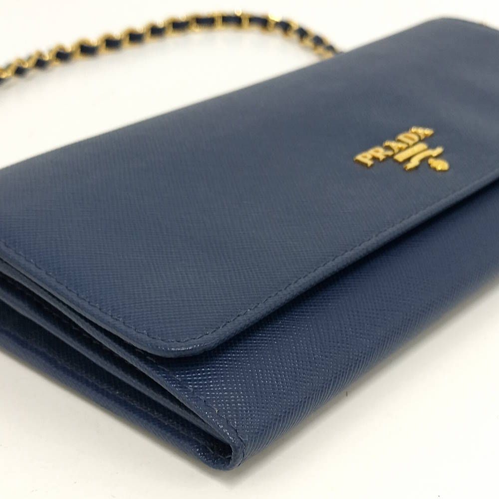 Prada Wallet Chain Saffiano Leather Blue — view 3