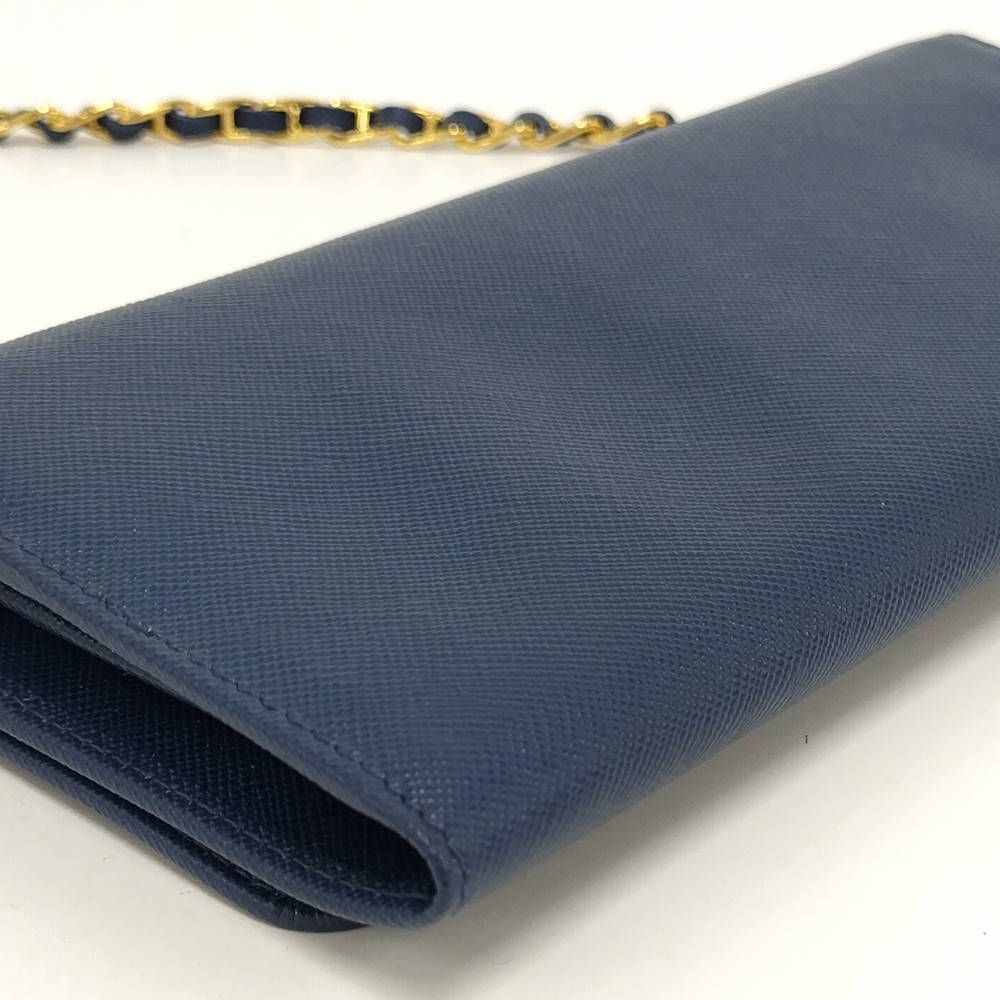 Prada Wallet Chain Saffiano Leather Blue — view 4