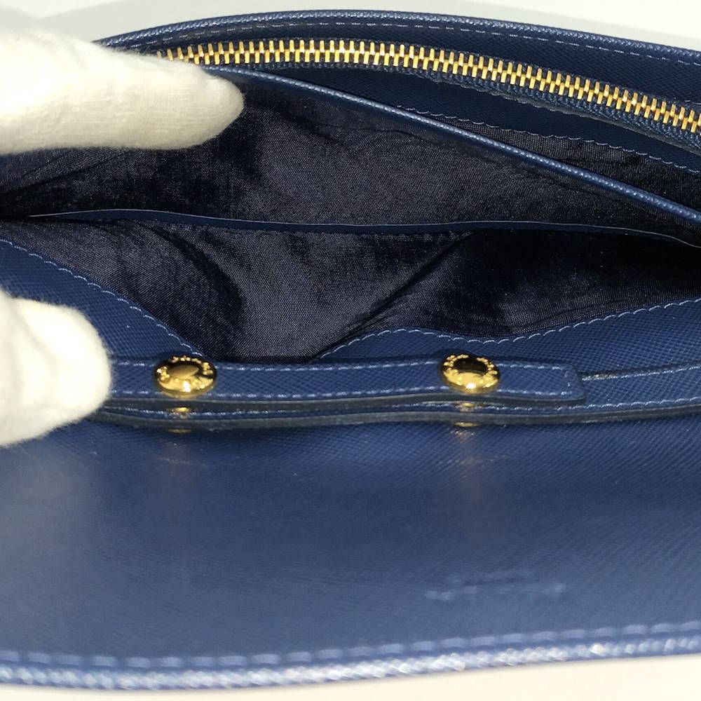 Prada Wallet Chain Saffiano Leather Blue — view 8
