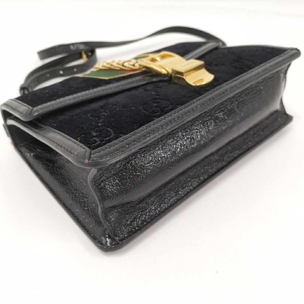 Gucci Shoulder Bag Sherry Line Suede Black — view 4