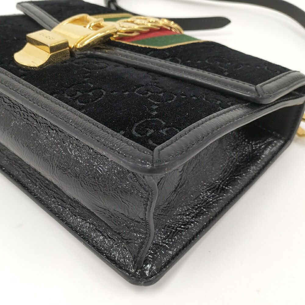 Gucci Shoulder Bag Sherry Line Suede Black — view 3