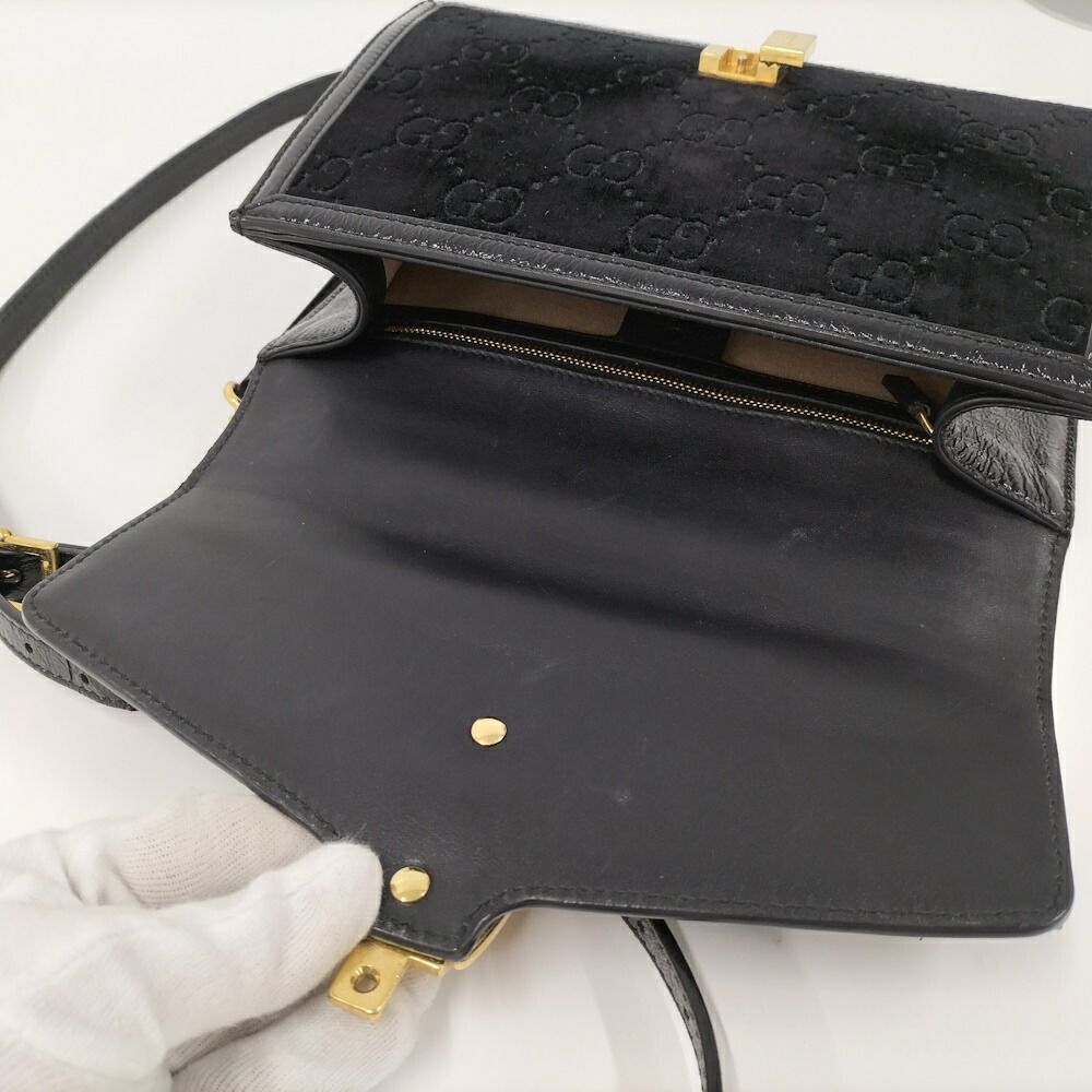 Gucci Shoulder Bag Sherry Line Suede Black — view 9