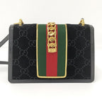 Gucci Shoulder Bag Sherry Line Suede Black — view 2