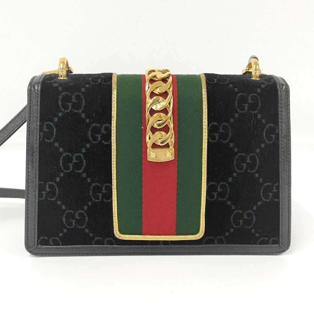 Gucci Shoulder Bag Sherry Line Suede Black — view 2