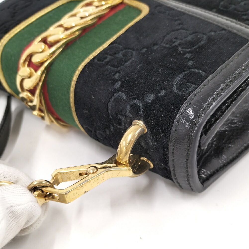 Gucci Shoulder Bag Sherry Line Suede Black — view 5