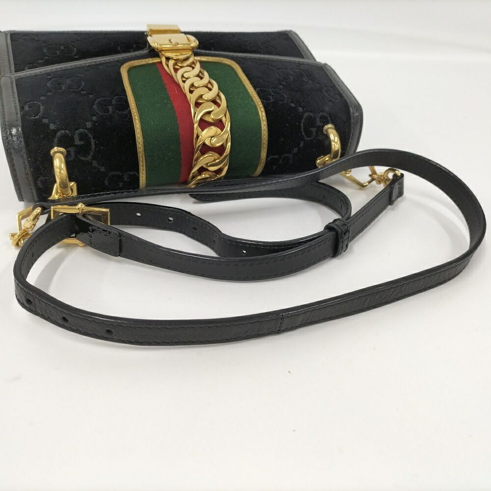 Gucci Shoulder Bag Sherry Line Suede Black — view 6